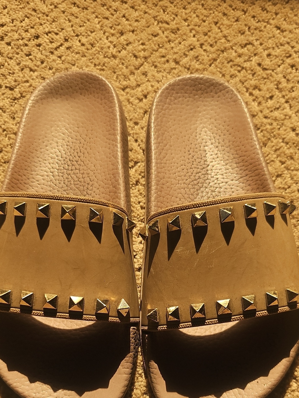 Valentino Brown Slide Sandals with Logo Footbed